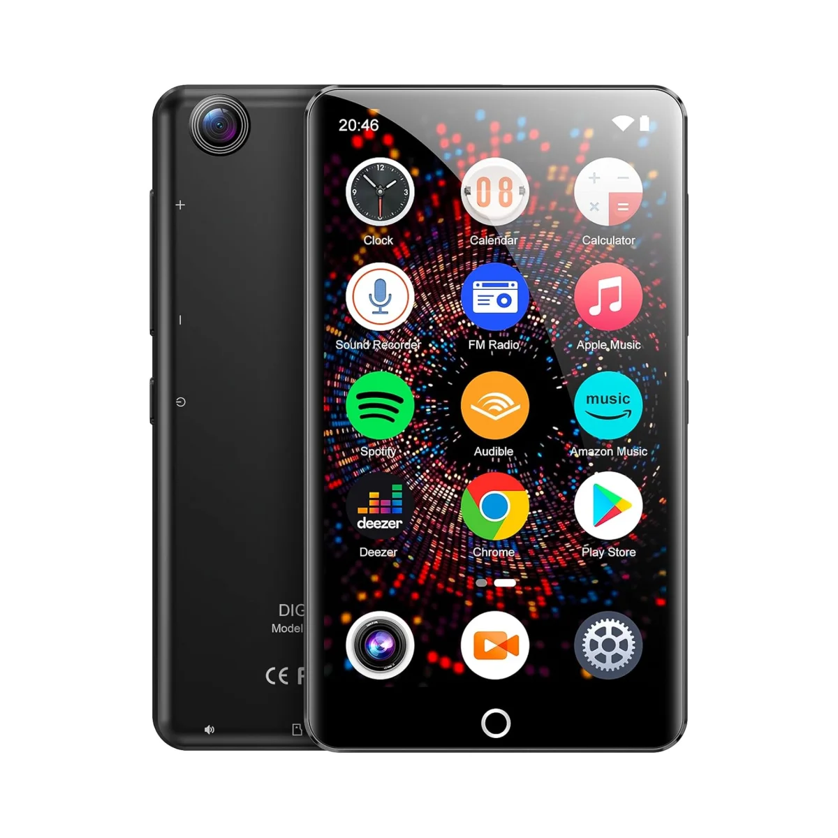 Lecteur MP3 80 Go (16 Go + 64 Go) avec Bluetooth et WiFi, lecteur MP3 avec caméra arrière, lecteur Mp3 Android Mp4 avec Spotify, sonore,