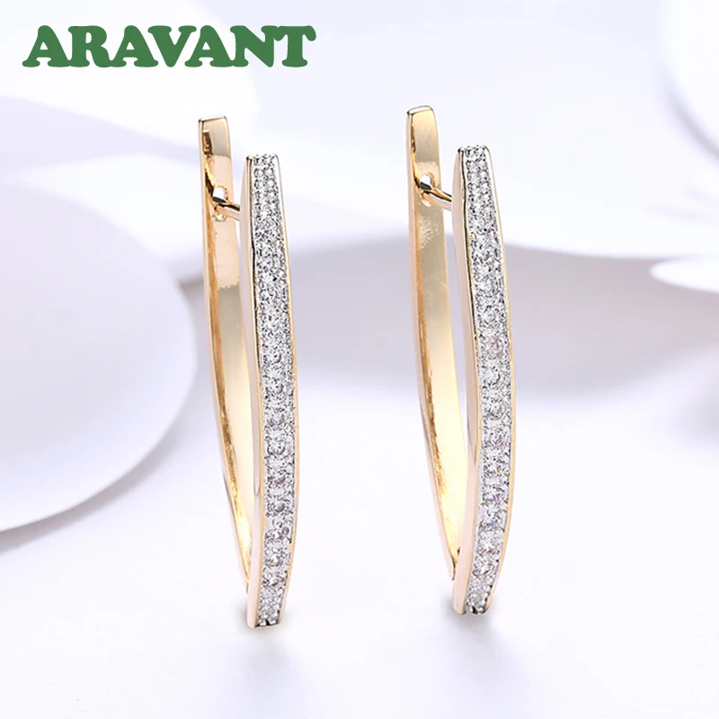 Aravant große Creolen aus 925er Silber, 18 Karat Gold, Zirkonia, für Damen, Modeschmuck