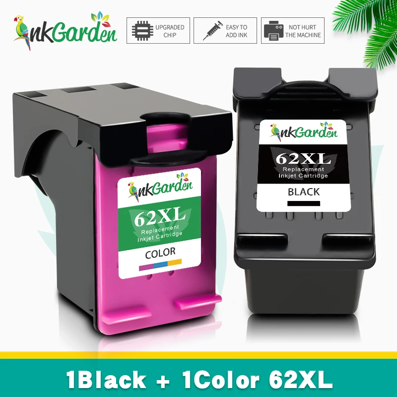 InkGarden 62 XL Tintenpatrone für HP 62 HP 62XL Ersatz kompatibel Envy 5540 5640 5740 7640 5646 5541 5742 5745 200 Drucker Image