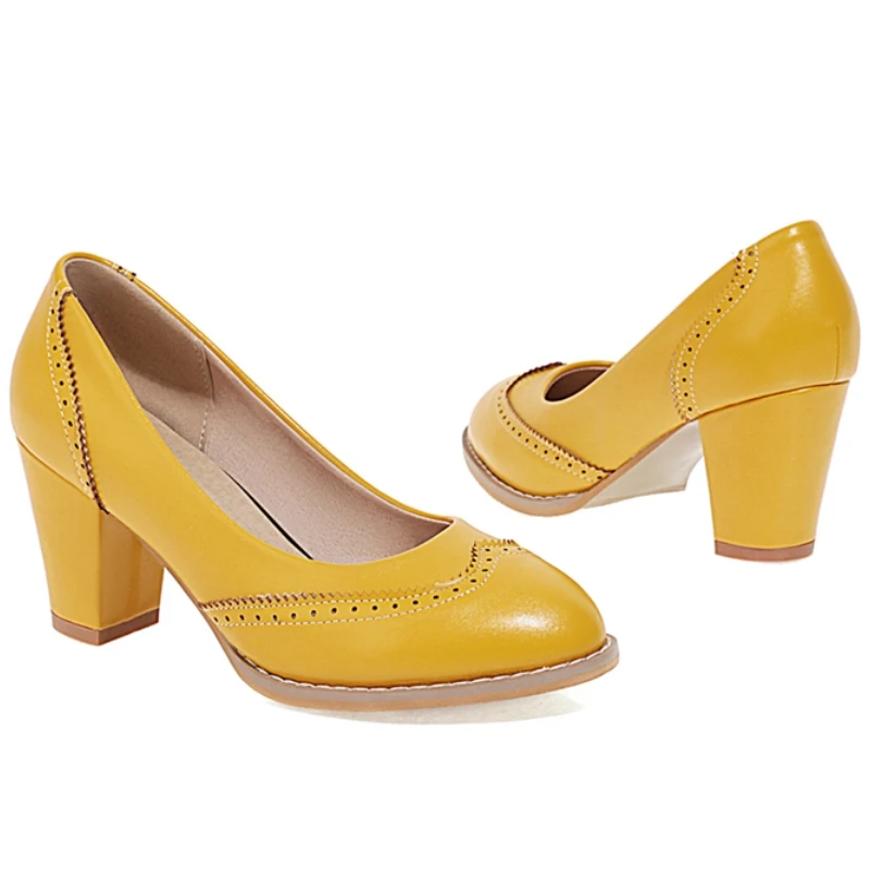 Elegante Pumps mit mittelhohen Absätzen, Gelb, Rosa, Schwarz, Weiß, Damen-Schuhe mit Absatz, Party, Büro, Hochzeit, große Größe
