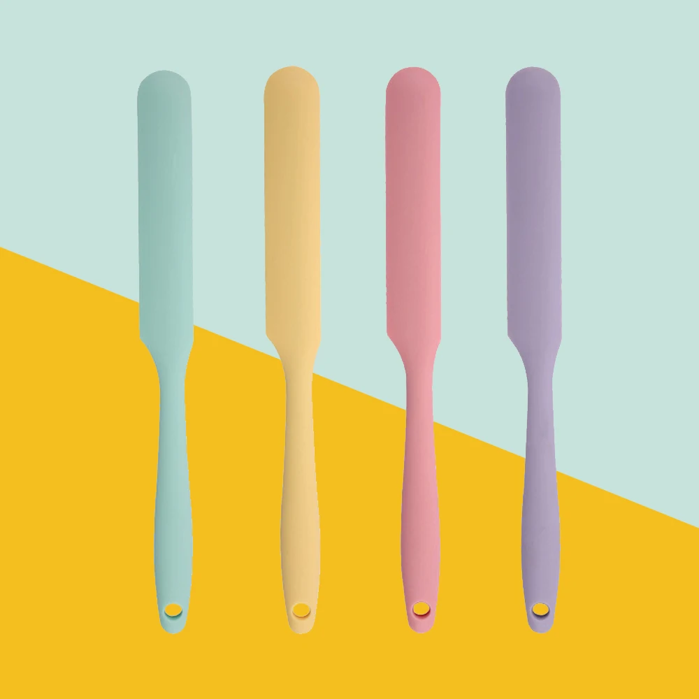 Kleiner All-in-One-Langspatel aus Macarone-Silikon in Lebensmittelqualität, leicht zu reinigende Creme, langer Spatel, Haushalts-Backwerkzeug Image