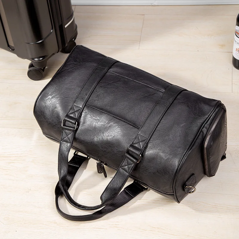 Neues Design Luxus Herren Reisetasche große Kapazität schwarze Fitness Handtasche mit Schuh tasche männliche Schulter Umhängetasche Gepäck paket