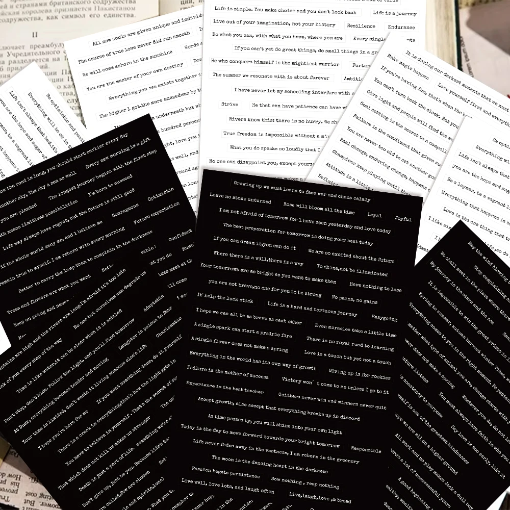 8 Stück inspirierende Zitate, Aufkleber, Sammelalbum und Tagebuch, Erstellung, DIY-Kunst, handgefertigte Album-Dekoration, positive Energie-Zitate Image