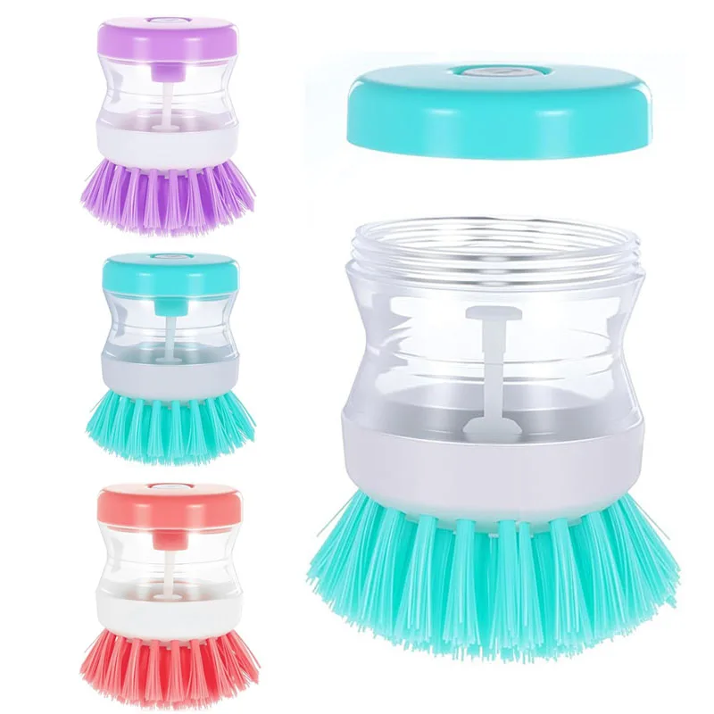 1PC Küche Waschen Topf Dish Pinsel Waschen Utensilien mit Waschen Flüssigkeit Seife Spender Haushalt Küche Reinigung Zubehör Image