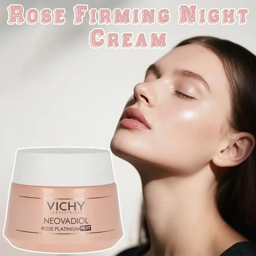 50 ml VICHY Rose Firming Night Cream entfernt gelbvolle Töne, Anti-Falten-Straffung, langanhaltende Feuchtigkeit, Gesichtscreme, Hautpflege Image
