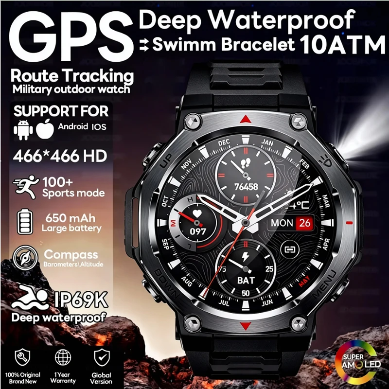 2026 Neue T-Rex 3 Ultra Outdoor-Sport-Smartwatch für Herren, GPS-Motion-Track, 5 ATM, wasserdicht, Herzfrequenz, HD, Bluetooth-Anruf, Smartwatch