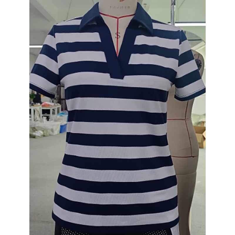 Women's Golf Polo Shirt Blue and White Short Sleeve Shirt Ladies Golf Attire Clothes Outfits Wear Apparel