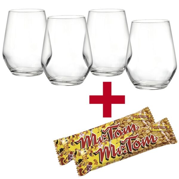 Ritzenhoff & Breker Longdrinkglas Mambo 400 ml 4 Stück inkl. 2x Erdnussriegel »Mr. Tom«, 9 cm Image