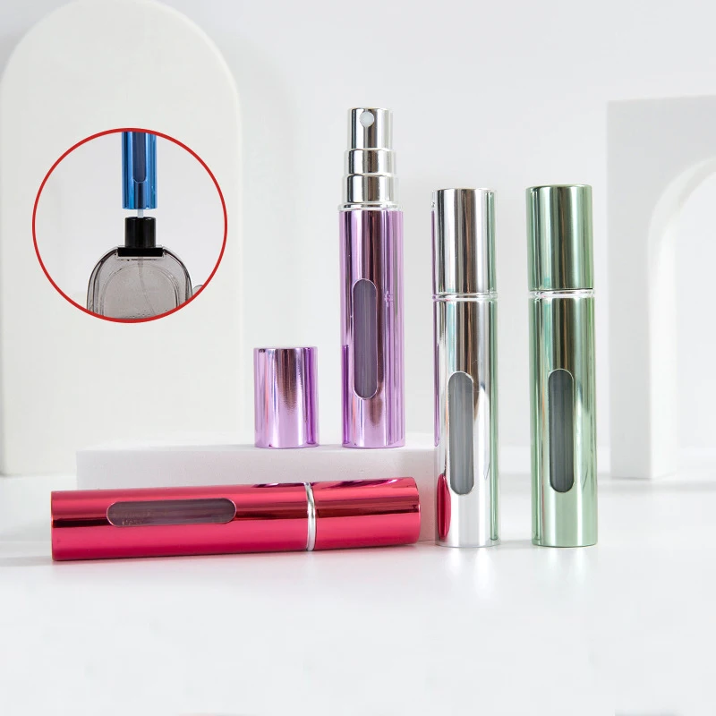10 ml ultrafeiner Spray-Parfümspender, sichtbar, kleine Parfümspenderflasche mit offenem Fenster, tragbare Reise-Proben-Push-Flasche Image