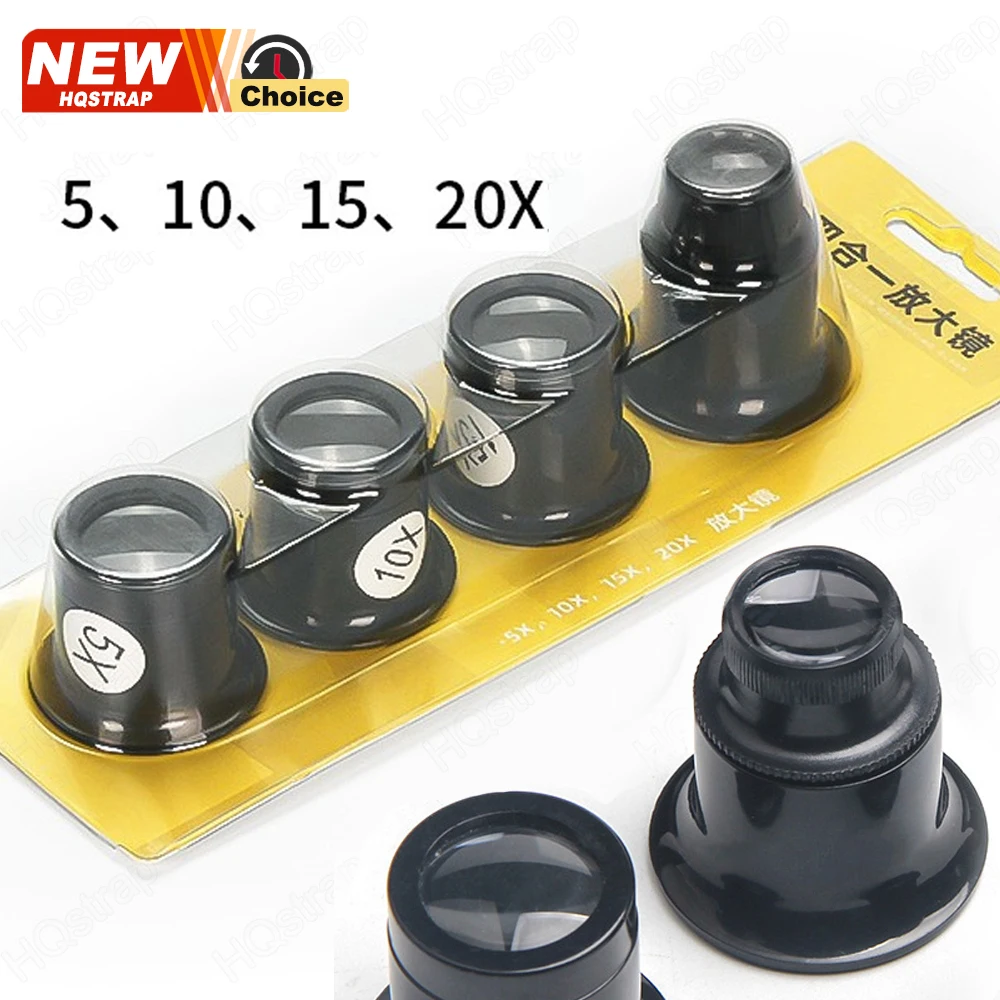 1/4 stücke Lupe Set Uhr Reparatur Werkzeug Uhr Reparatur 5X 10X 15X 20X Mal Lupe Brille brille Uhr Reparatur Image