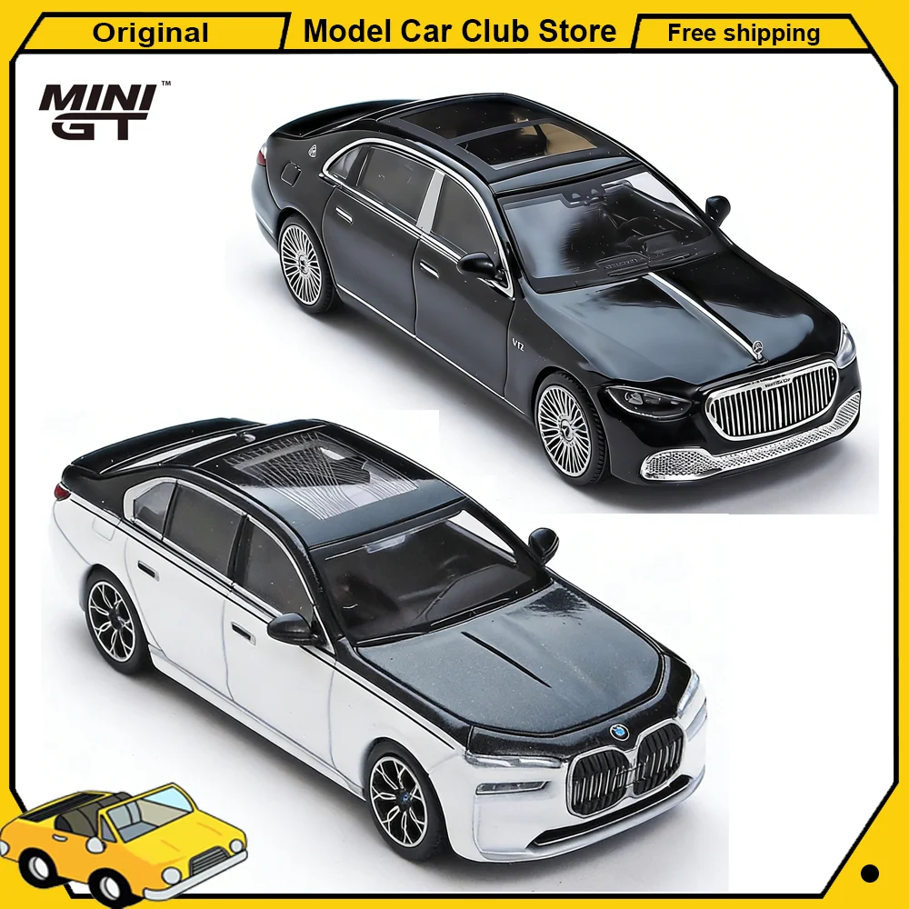MINIGT 1/64 Mercedes Maybach S680 Bentley Flying Spur BMW I7 Luxusauto Legierung Modellauto Miniaturdruckguss Sammlung Hobby Spielzeug