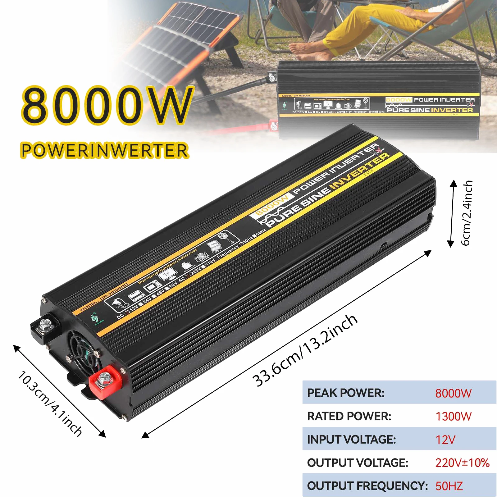 Reiner Sinus-Wechselrichter DC 12 V auf AC 220 V Spannungswandler-Transformator 8000 W 6000 W 4000 W 3000 W Solar-In-Spannungswandler Image