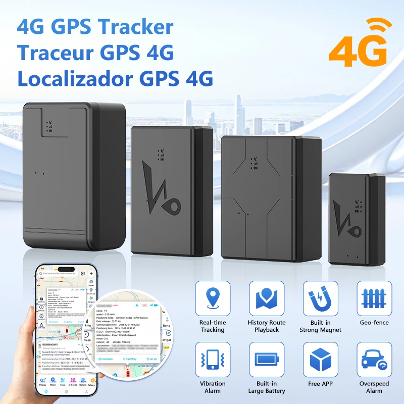 Traceur GPS véhicule, 4G GPS traqueur, 10000/20000mAh, dispositif de suivi GPS en temps réel, longue veille, alarme de Vibration, application de localisation