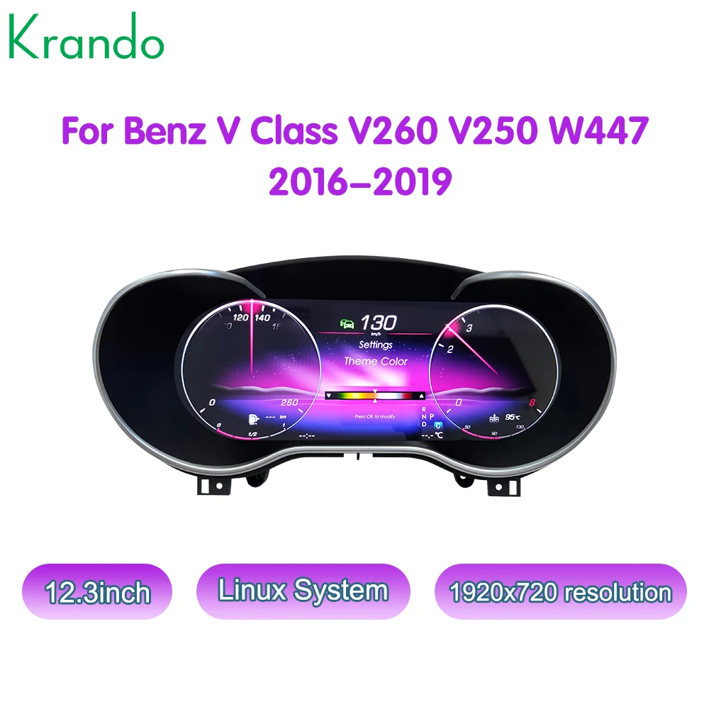 Krando 12,3'' Auto Digital Cluster Für Benz V klasse V260 V250 W447 2016-2019 Gauge Cluster Tacho multimedia LCD Image