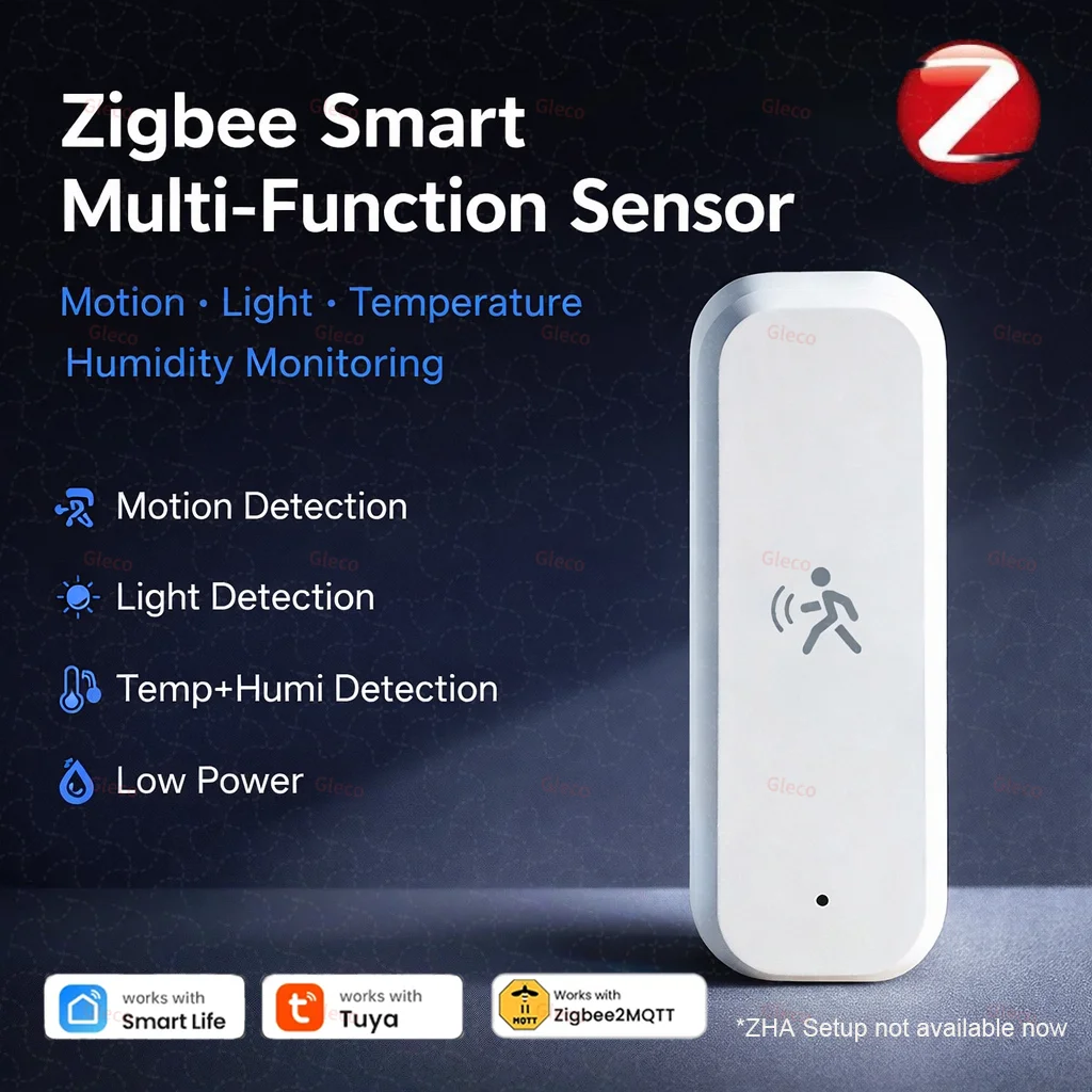 Zigbee 3.0 10G MmWave Menschlicher PIR-Bewegungssensor mit Temperatur-Feuchtigkeits-Beleuchtungsstärke-Monitor, unterstützt Tuya Smart Life Zigbee2MQT Image