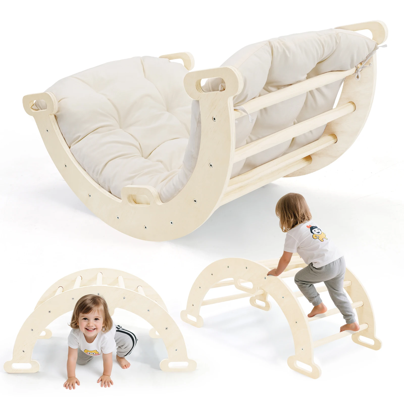 Arco Montessori con cuscino Modulo di abilità motorie per bambini per triangolo da arrampicata autosviluppo Parco giochi per bambini al coperto Palestra da gioco