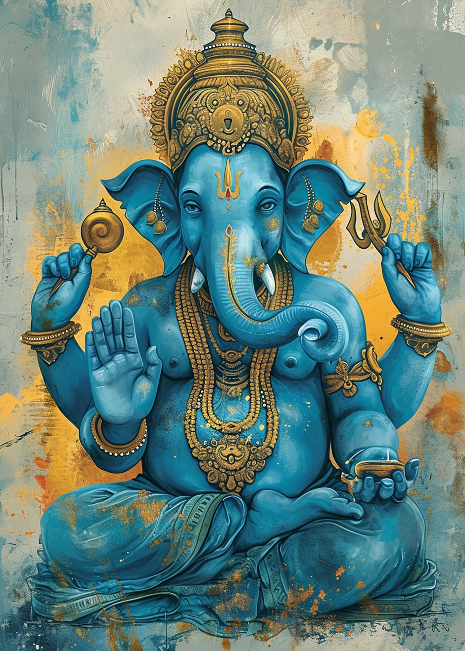 Lord Ganesha: rimozione degli ostacoli, arte ganesha, regalo indù, divinità indù, arredamento per la casa indù, pittura indù, ganesha digitale
