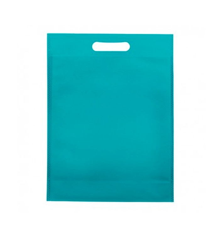 MONOUSO - Vliesstofftasche Gestanzten Griffen Aquamarinblau 30+10x40cm (25 Stück) Image