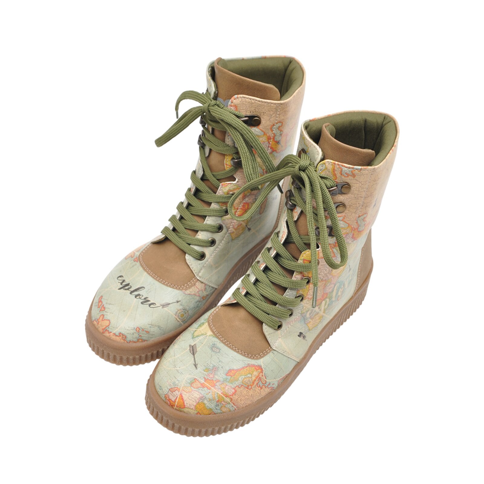 Schnürboots DOGO "Future Boots Damen Future Boots Damen Boots / Female", Damen, Gr. 38, Normalschaft, blau (braun, blau), Lederimitat, Schuhe Schnürboots, Handgefertigt