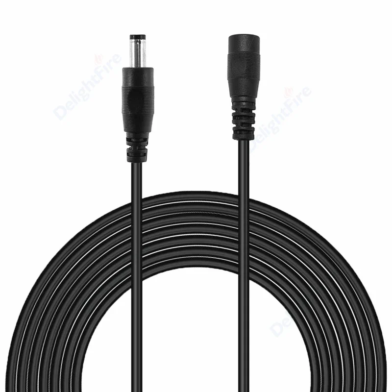 DC-Kabel 5,5 mm x 2,1 mm DC-Stromkabel-Verlängerungskabel 1 m/2 m/3 m/5 m/10 m Stecker auf Buchse DC-Kabel für CCTV-Überwachungskameras LED-Streifen Image