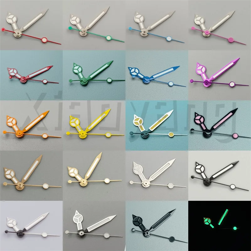 Nh35 modifizierte uhrzeiger set silber gold rose schwarz blau grün orange gelb zeiger mit grün leuchtend für nh35 nh36werk