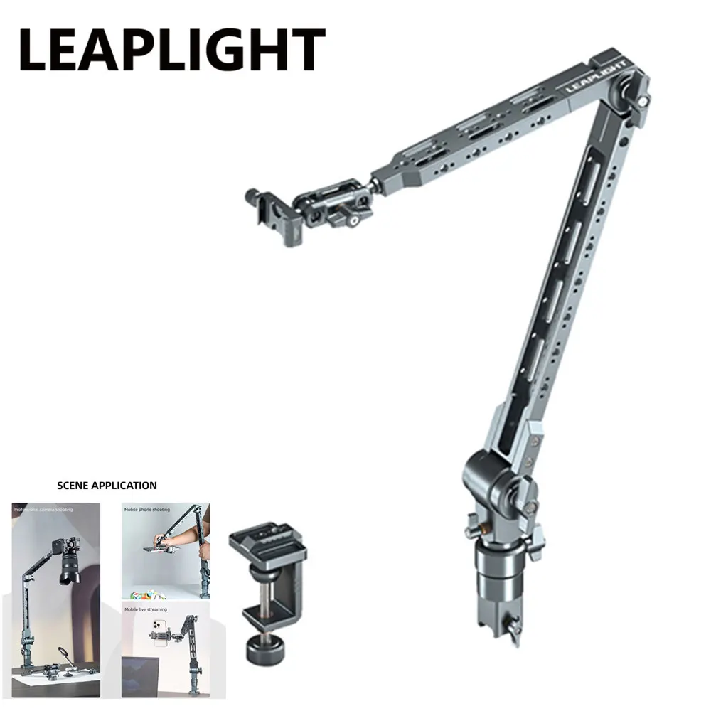 LEAPLIGHT NATO Magic Arm Overhead Cantilever Stativ mit 1/4-Zoll Arca C-Klemme Desktop-Kamerahalterung für Kamera, Handy/iPad, Tablet-Stativ Image