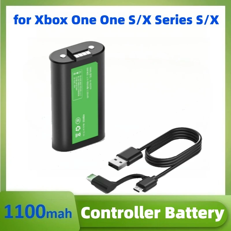3.7V 1100mah For Xbox controller battery is suitable for Xbox One/ One S/X/ Series S/X with Type-c dual interface charging cable