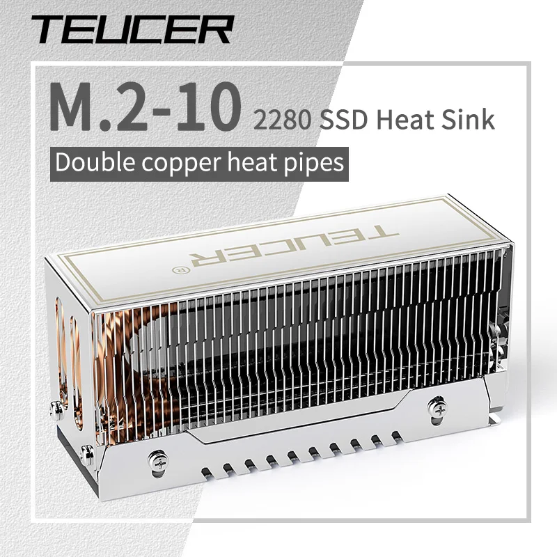 Teucer M.2-10 Solid State Drive Cooler 2 Heatpipes Weste 2280 SSD Kühlkörper Metall basis Kühler mit thermischen Silikon-Pad Image