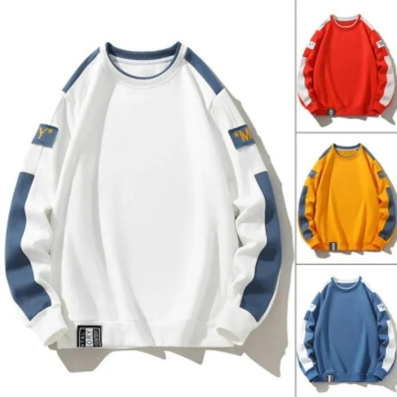 Neue Mode Herren Patchwork Sweatshirt Herbst Street Hip Hop Hoodies Jogger Männlich Gelb Alle-spiel Pullover Lose Lange hülse