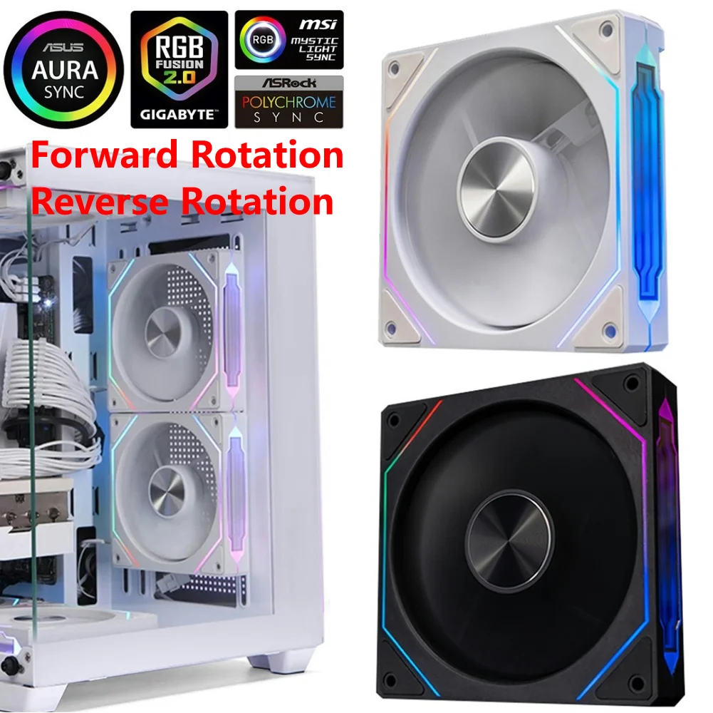 3-1PC 120mm PC Gehäuselüfter 800-1800RPM 5V 3Pin ARGB Lüfter 4Pin PWM Leiser Gehäuselüfter für PC Gehäuselühlsystem CPU Wasserkühler Image