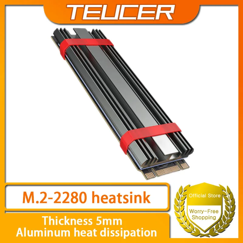 TEUCER M.2 2280 Solid State Drive Kühler M2 NVME SSD Laufwerk Aluminiumlegierung Kühlkörper für Desktop PC Laptop PS5 Image