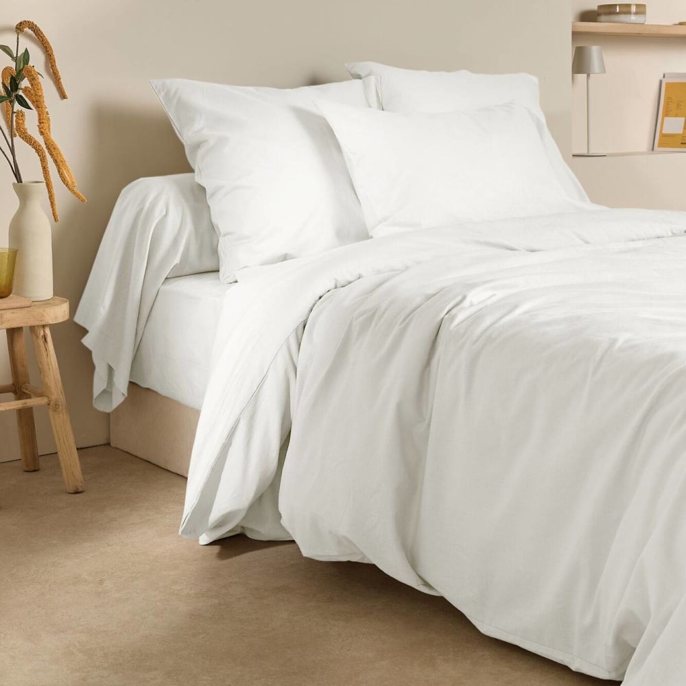 Housse de couette 75% coton 25% lin blanc 240 x 220 cm