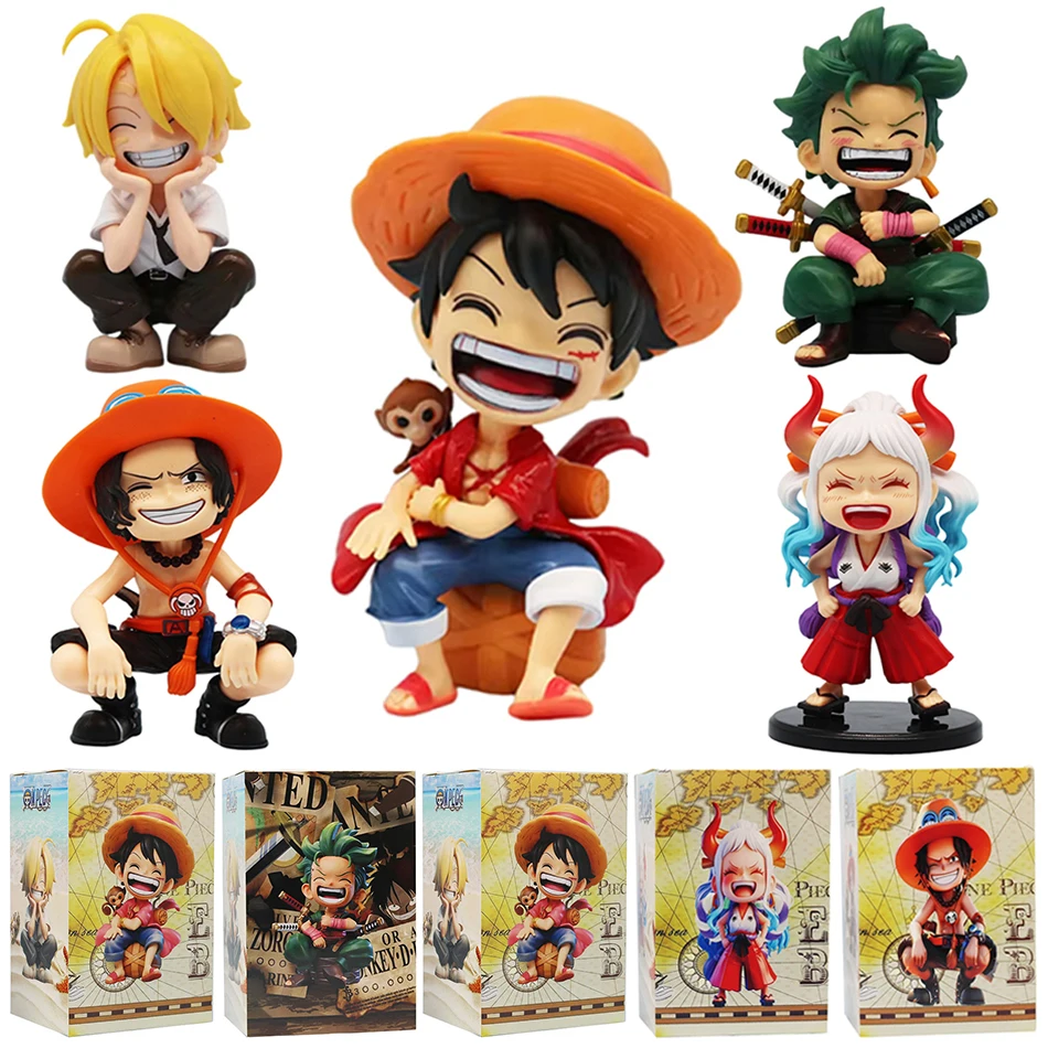 Anime One Piece Monkey D. Rufy Roronoa Zoro Sanji Portgas·D· Ace Yamato Q Versione Anime Figurale Modello in PVC SurpriseToy Regalo di Natale