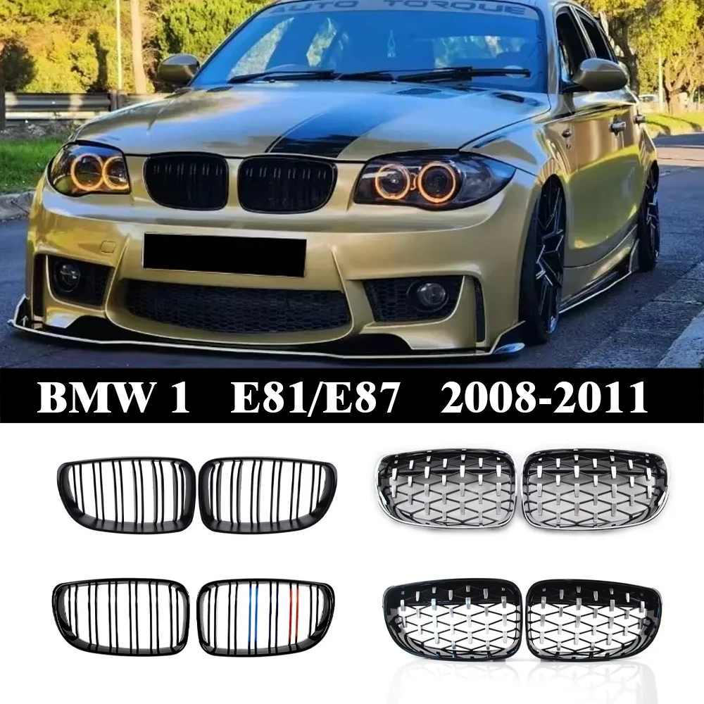 Per BMW E81 E87 E82 E88 128I 130I 135I Auto Paraurti Anteriore Rene Griglia Griglie Da Corsa Griglie Nero Lucido Doppia Alghe Grill 08-11