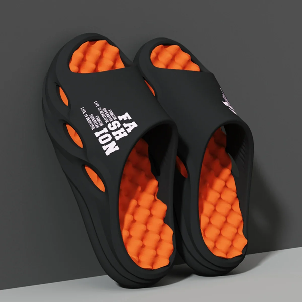 Pantofole da massaggio alla moda da uomo Sandali da interno/esterno Infradito da spiaggia Suola spessa Scivoli maschili Pantofole da doccia da uomo antiscivolo estive