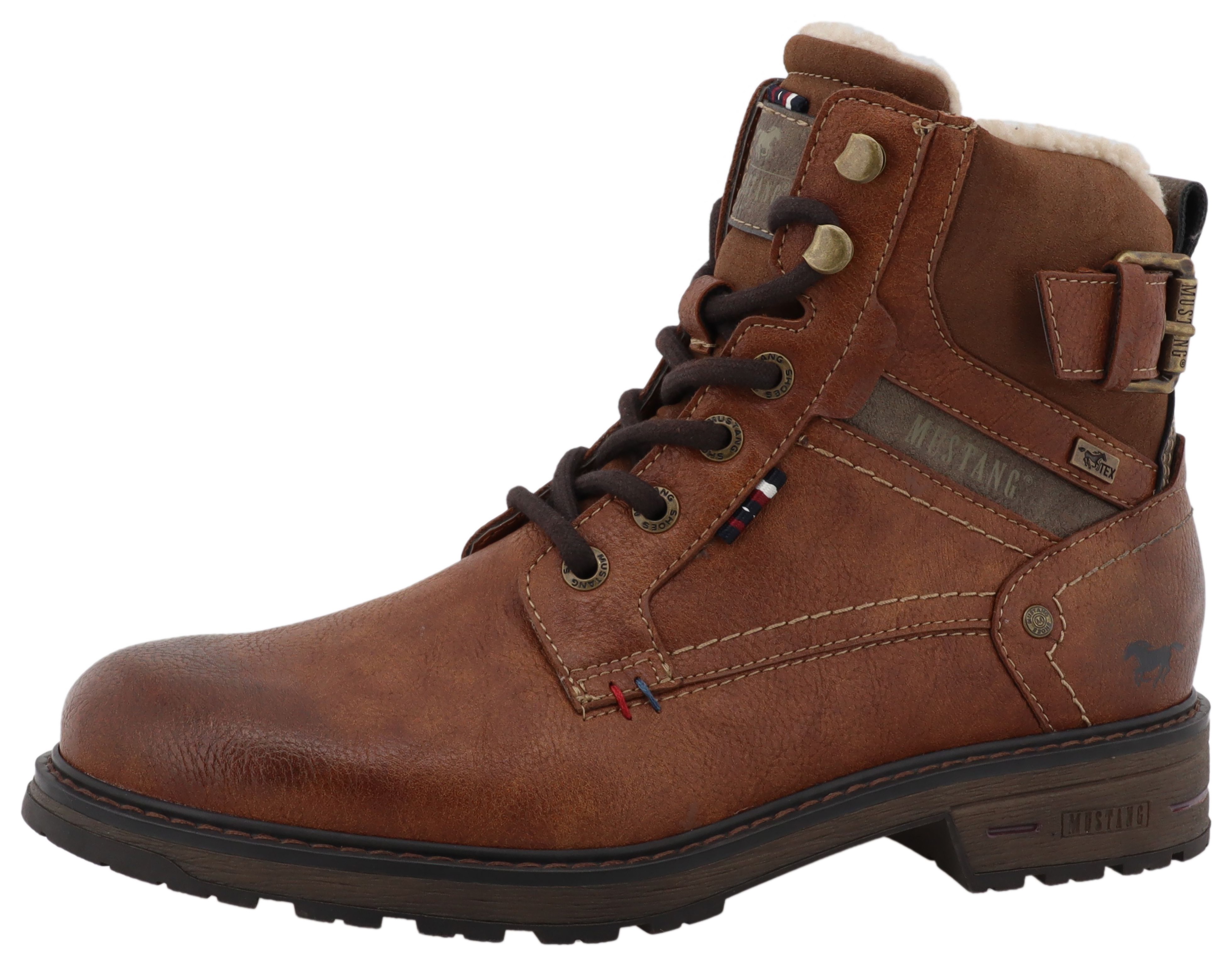 Winterstiefelette MUSTANG SHOES "Marian", Herren, Gr. 41, braun, Lederimitat, Textil, used, Basic, Schuhe Winterstiefelette, Stiefelette, Boots mit praktischem Innenreißverschluss