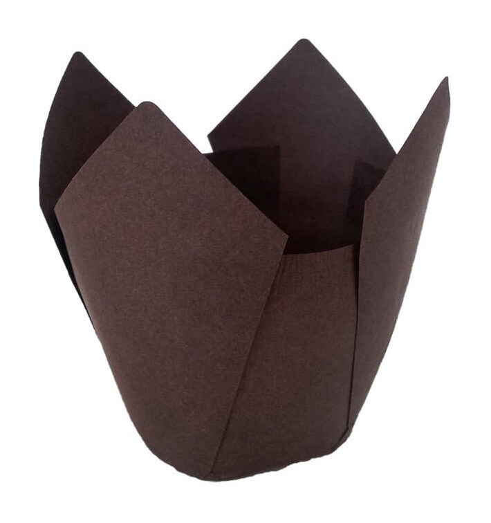 MONOUSO - Muffinförmchen Tulpe Ø50x50/80mm Braun (3.000 Stück) Image