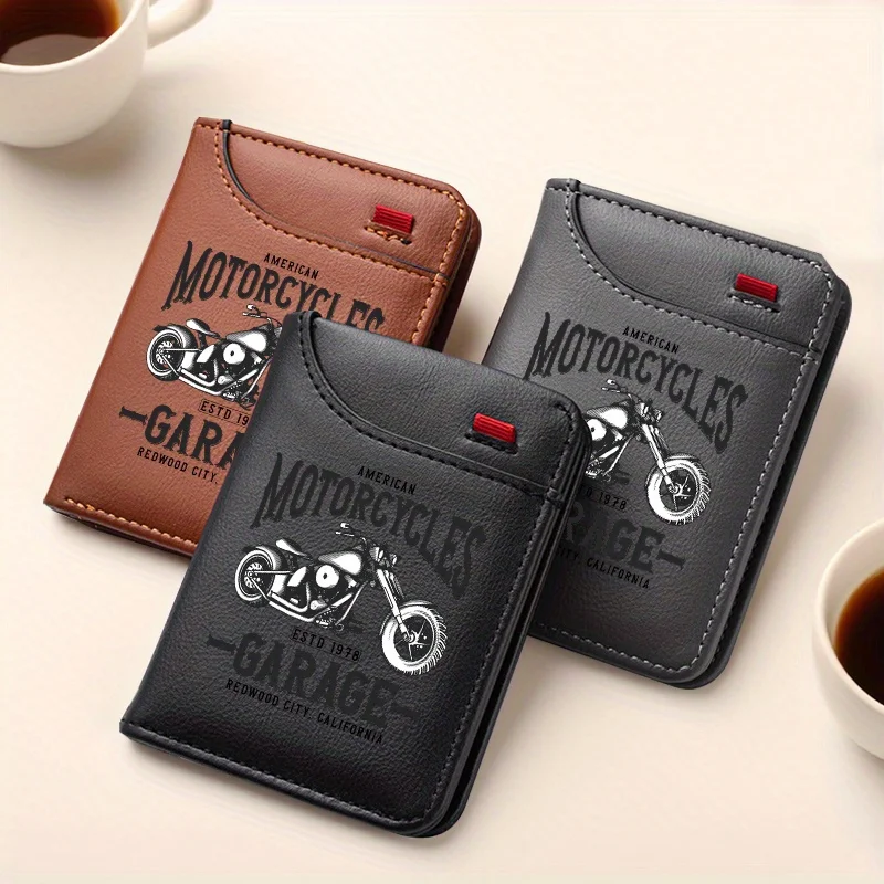 1 portefeuille de motard en cuir rétro pour hommes, Style moto traditionnel, plusieurs fentes pour cartes, porte-carte de crédit, cadeau préféré pour hommes