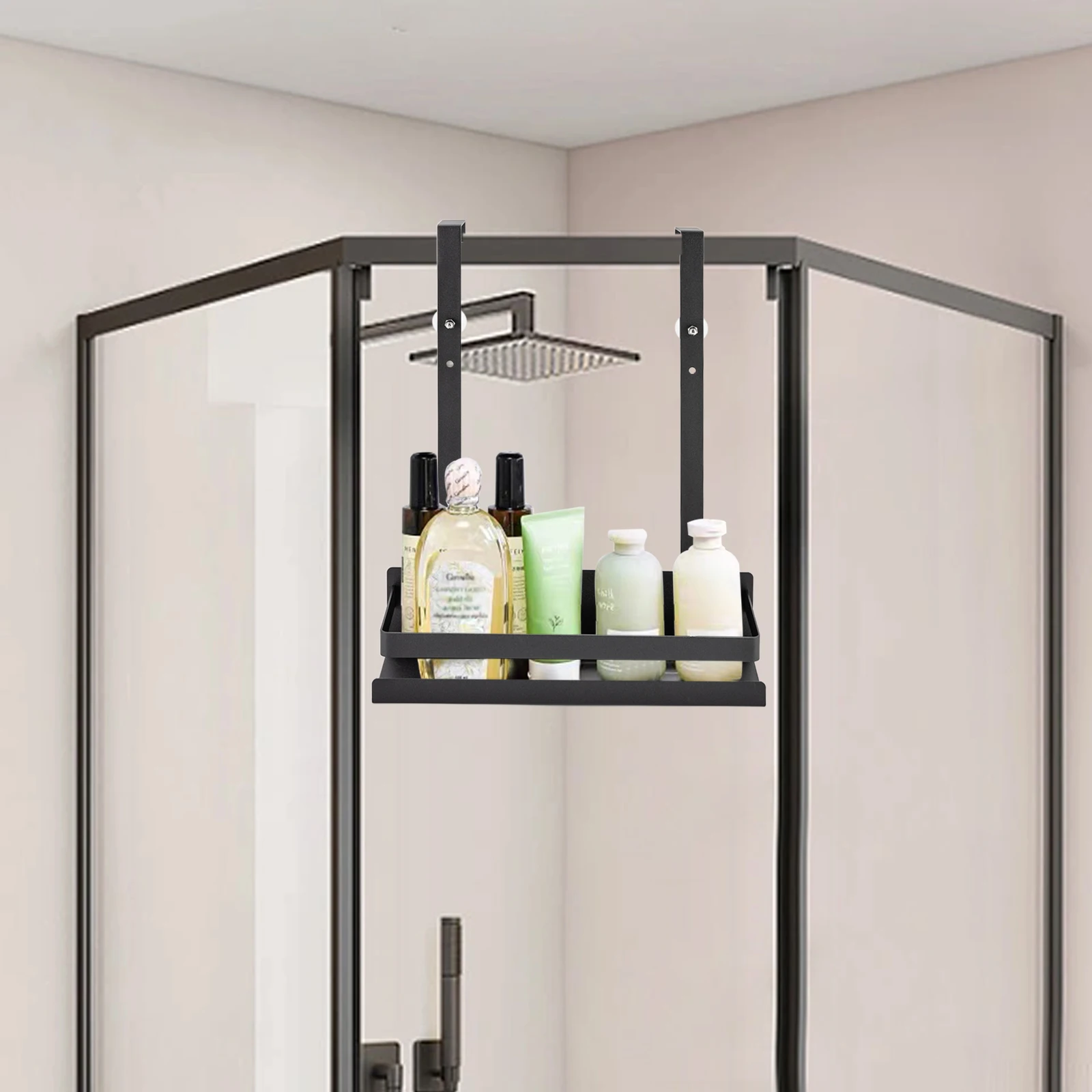Caddie de douche suspendu au-dessus de la porte, organisateur de salle de bain antirouille, support de salle de bain sans perçage pour salles de bains, cuisines