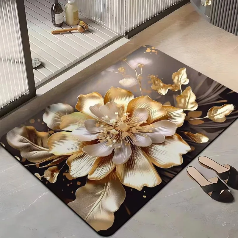 Badezimmer-Bodenmatte, rutschfeste Bodenmatte an der Tür des Badezimmers, Toiletteneingang, Kieselalgenschlamm, saugfähige Matte, schnell trocknend Image