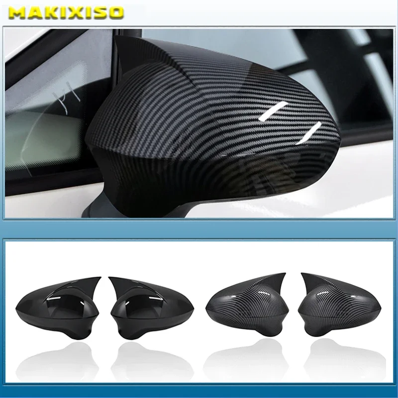 Für Seat Leon MK2 2009–2012, 2-teilig, hochwertiger ABS-Kunststoff, Fledermaus-Stil, Spiegelabdeckungen, Kappen, Rückspiegel, Gehäuseabdeckung, Klavier, Schwarz Image
