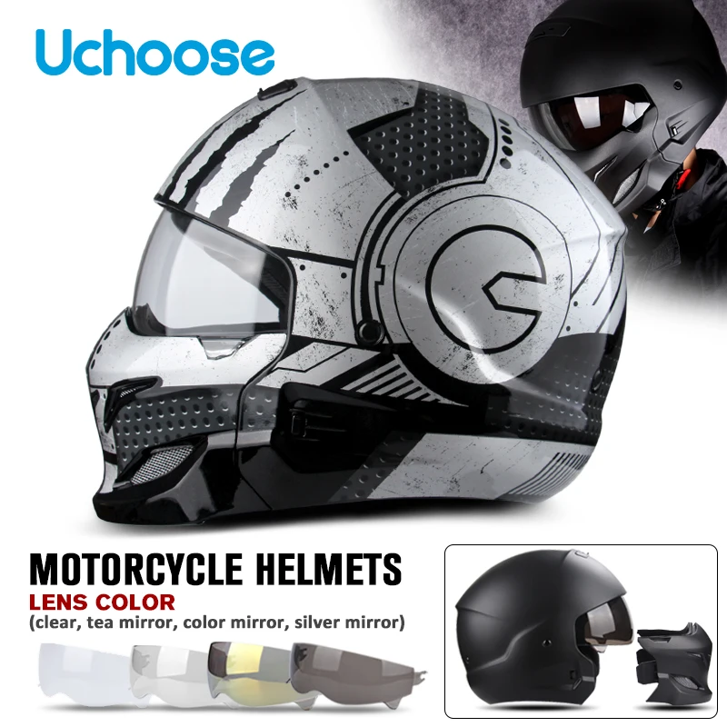 2021 skorpion Multi-zweck Kombination Helm Retro Helm Motorrad Cascos Moto Lokomotive Persönlichkeit Halben Predator Helm Image