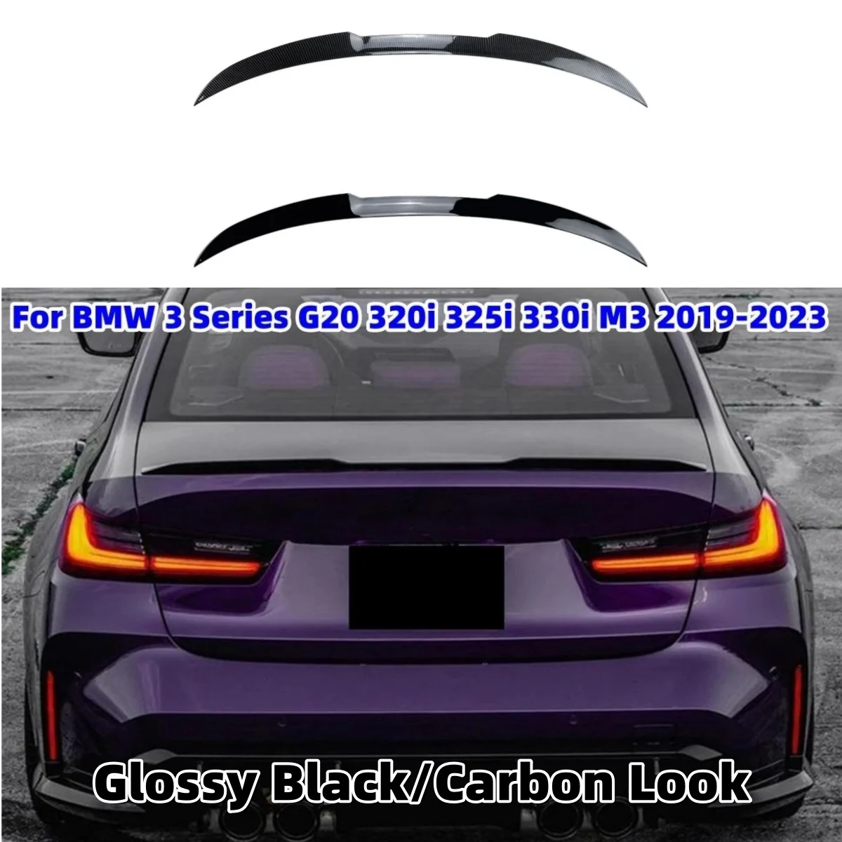 Neuer hinterer Kofferraumdeckel-Spoilerflügel für BMW 3er G20 320i 325i 2019–2024, glänzend schwarz, Heckklappen-Splitter, Hecklippe Image