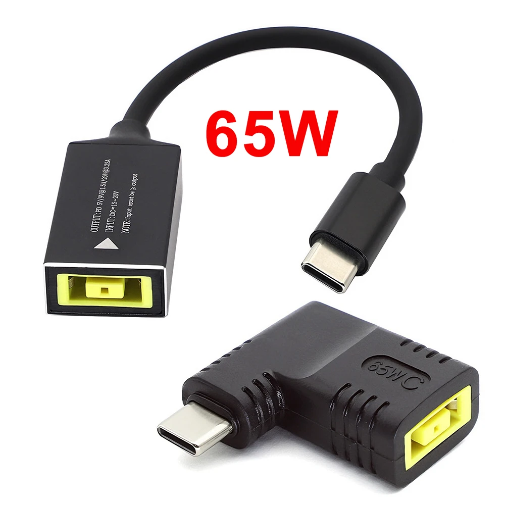 65W USB C Schnellladekabel/Stecker für Lenovo Laptop Ladegerät DC Square Stecker auf Typ-C PD Adapter Konverter für Tablet Notebook Image