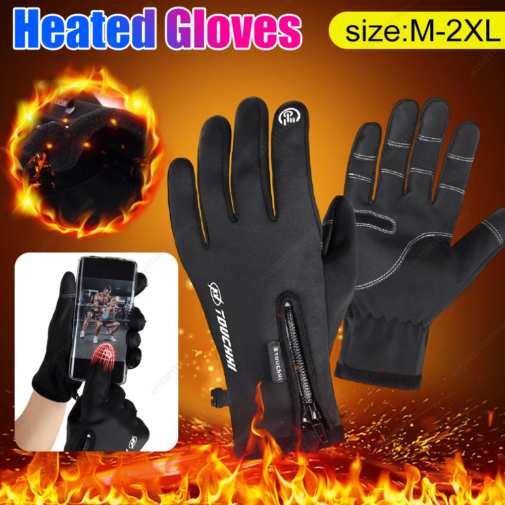 USB-Touchscreen-Handschuhe, Winter, warm, elektrisch, beheizte Handschuhe, beheizte Motorradhandschuhe, winddicht, beheizte Handschuhe für Damen und Herren Image