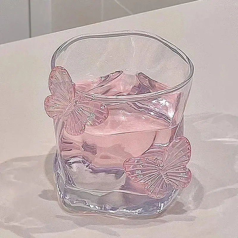 Schmetterling Transparent Gedreht Glas Hohe Schönheit Wasser Tasse Bier Glas Haushalt Saft Whisky Gläser Kalten Getränk Glaswaren