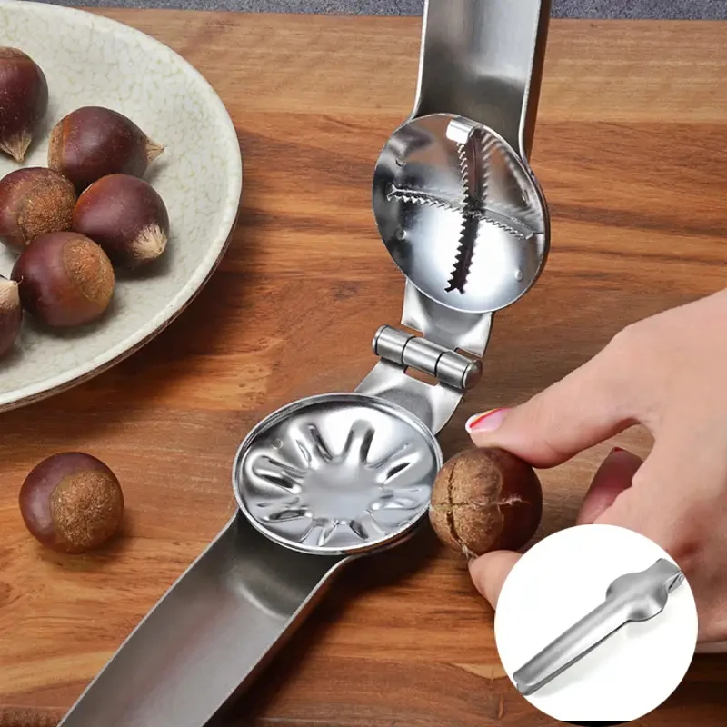 Edelstahl Kastanien Clip Manuelle Kreuzförmige Kastanienöffner Haushalt Walnuss Clip Shell Peeling Abisolieren Werkzeug Praktisch Image