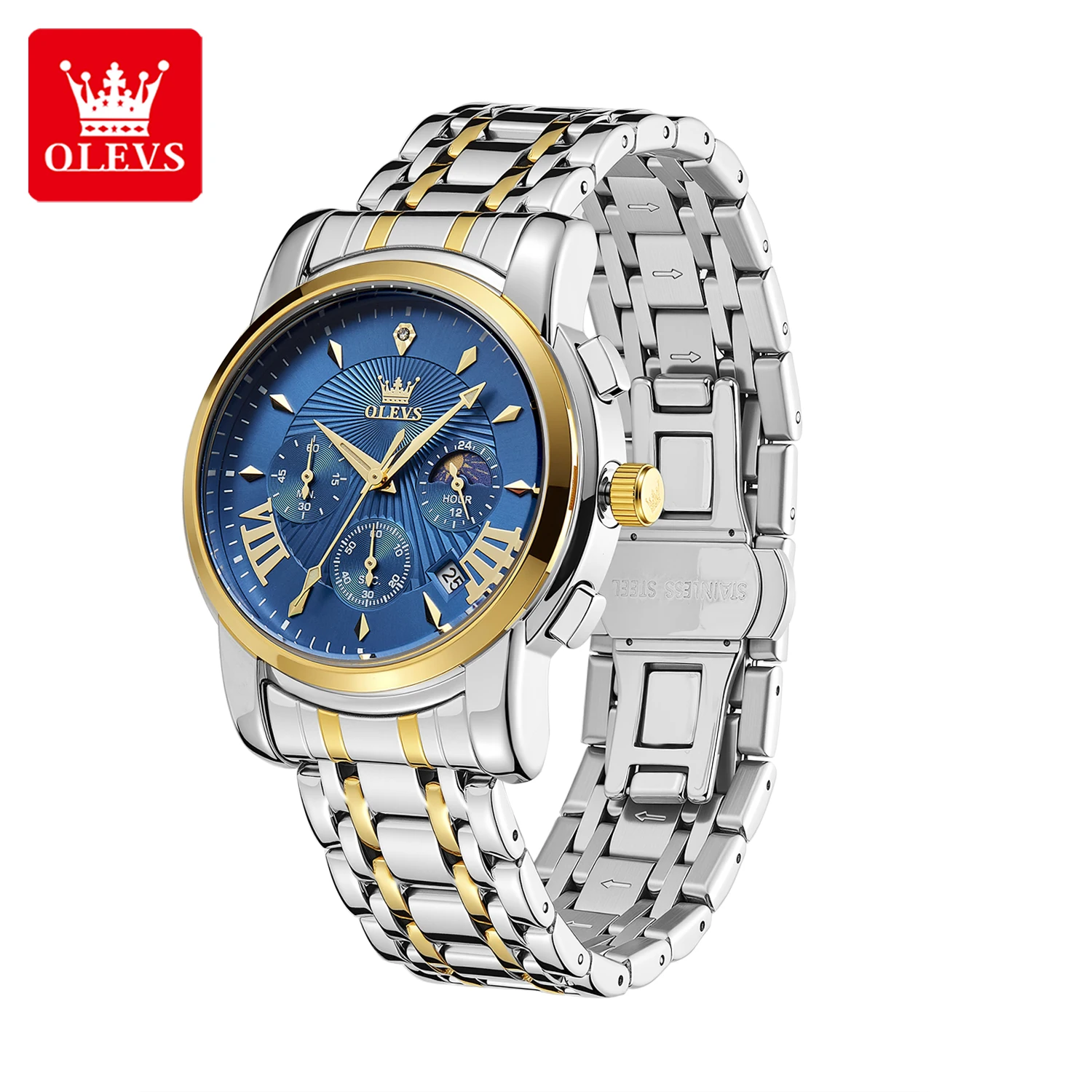 OLEVS Uhren für Männer Heißer Verkauf Original Quarz Mann Uhr 24 Stunden Mondphase 30 M Wasserdicht Chronograph männer armbanduhren 2892 Image