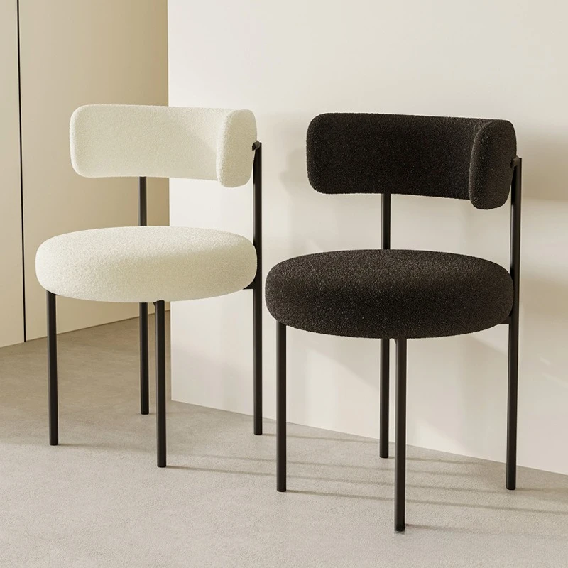 Esszimmerstuhl, modern, einfach, Freizeit, Zuhause, Lammfleece, Make-up-Stuhl, kreativer Designer-Stuhl mit Rückenlehne