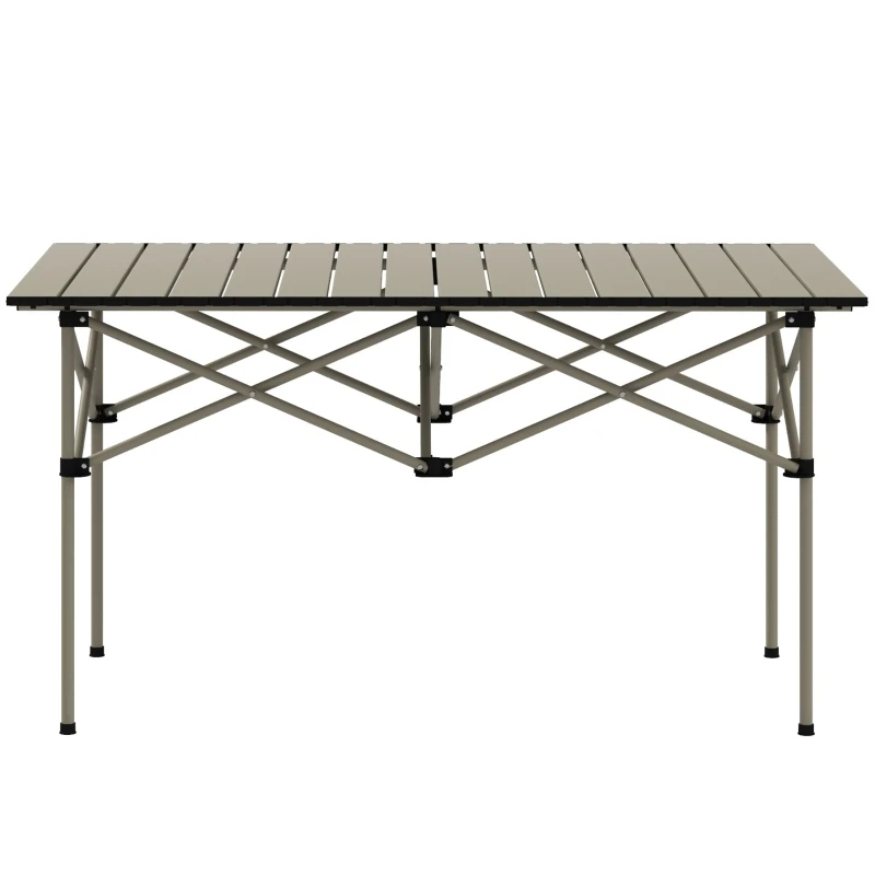 Campingtisch, Klapptisch mit aufrollbarer Tischplatte, X-Rahmen, Gartentisch aus Aluminium, leicht, Beistelltisch für 2 Personen